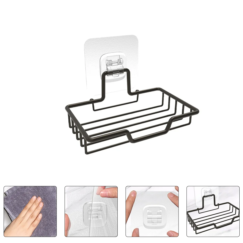 Adhesive Soap Tray Stainless Steel Dish Holder Bar Shelf Sponge Drain Self Draining
