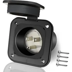 15 Amp Inlet, Shore Power Flanged Receptacle, 15A 125V Recessed Male Outlet, NEMA 5-15 AC for RV Trailer Shed Block Heater