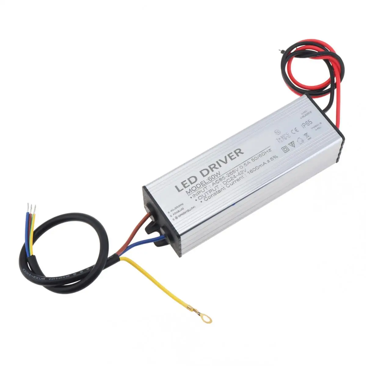 60W Waterproof LED Driver 85-265V AC TO 24-42V DC LED Power Supply Transformer Adapter Drive Power Supply