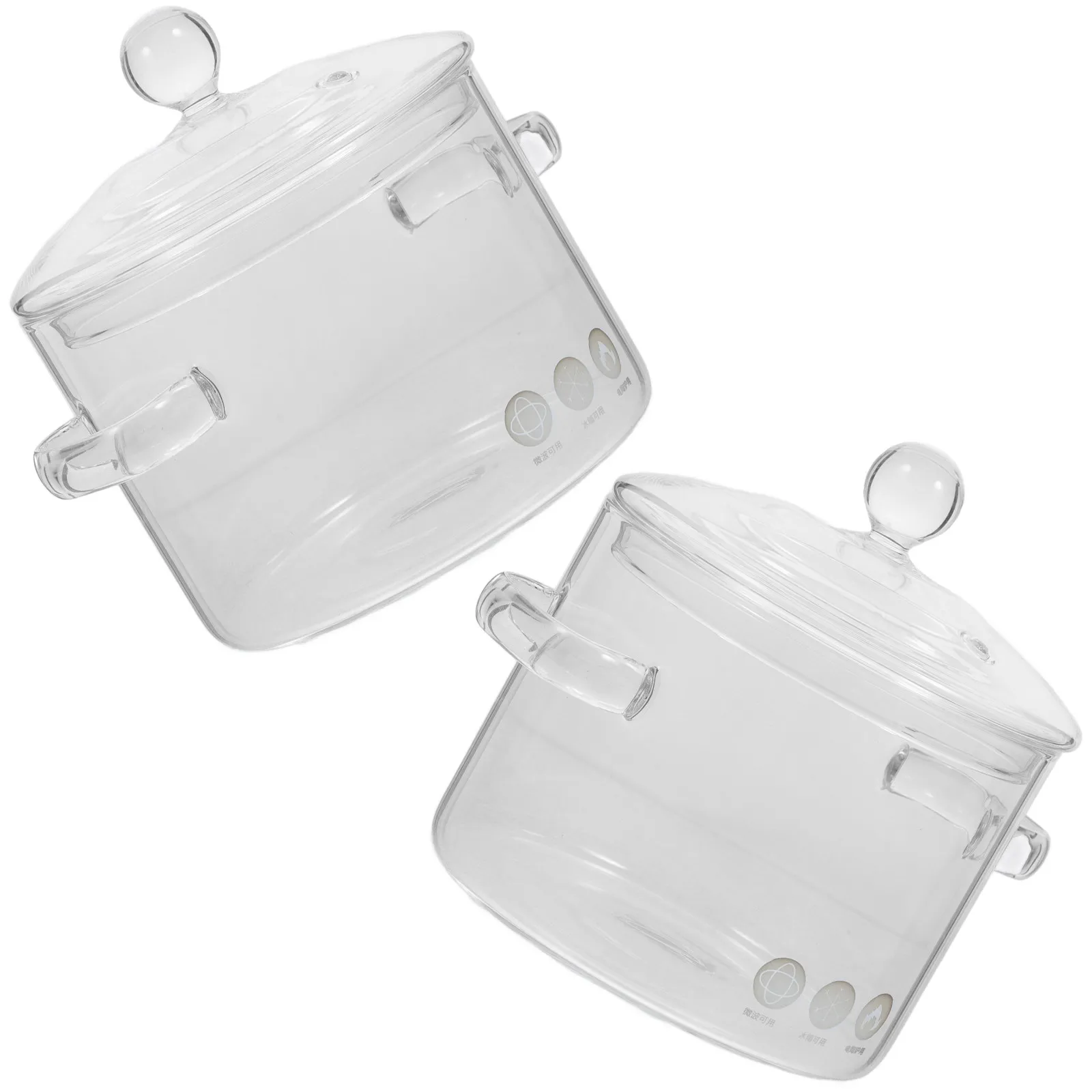 

2Pcs Glass Cooking Pot High Borosilicate Sturdy Household Kitchen Heat Resistant Soup Pot Heat-Resistant Heat Resistant