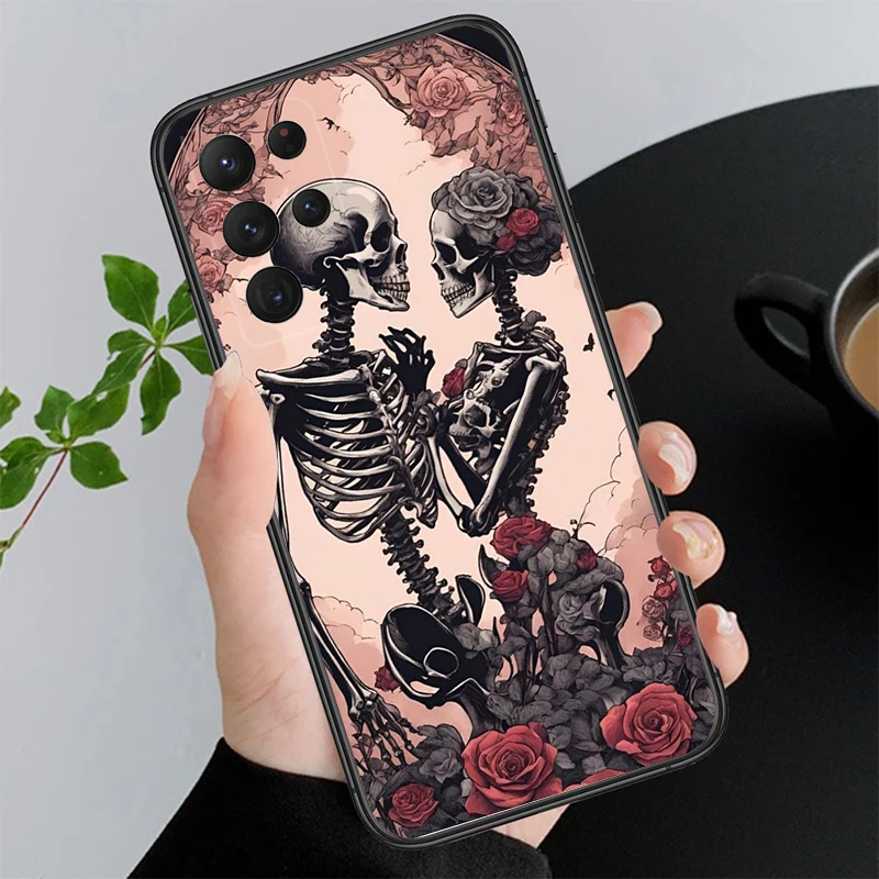 

Skeleton in flowers Phone Case ForSamsung S25 S24 S23 S22 S21 S20 Ultra S20 S22 S21 S23 S20 FE S24 Plus