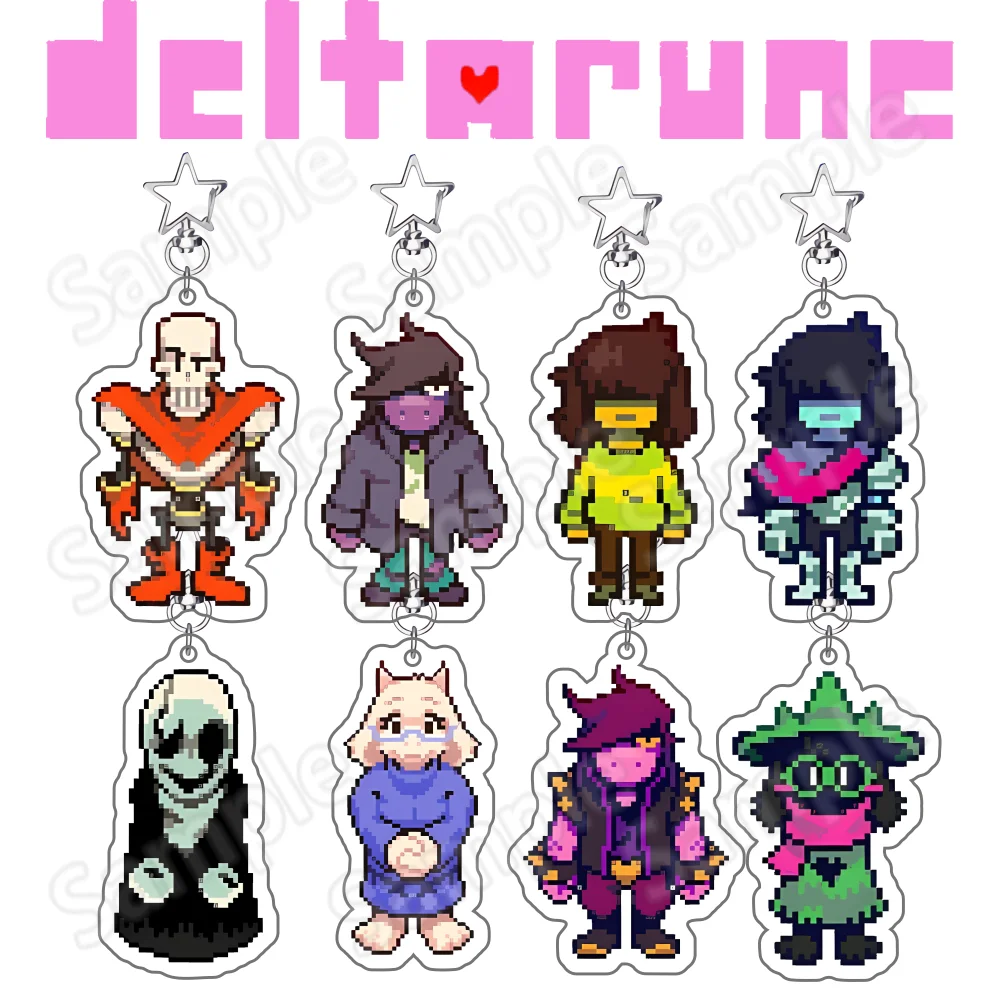 Game Deltarune Pixel Style 6cm Double Sided HD New Acrylic Stand Keychain Game Character Desktop Decor Ornament Kawaii Pixel Fig