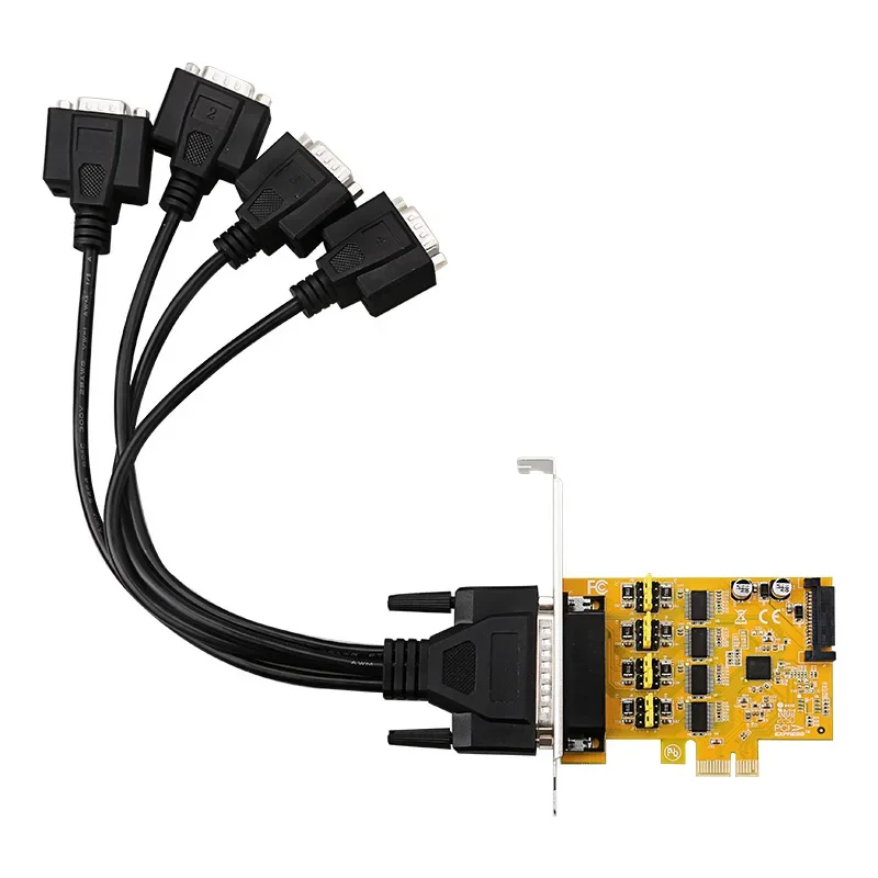 PCIE Quad Serial Port With Power Adapter RS232 Serial port card SATA 9-pin Power Adapter card