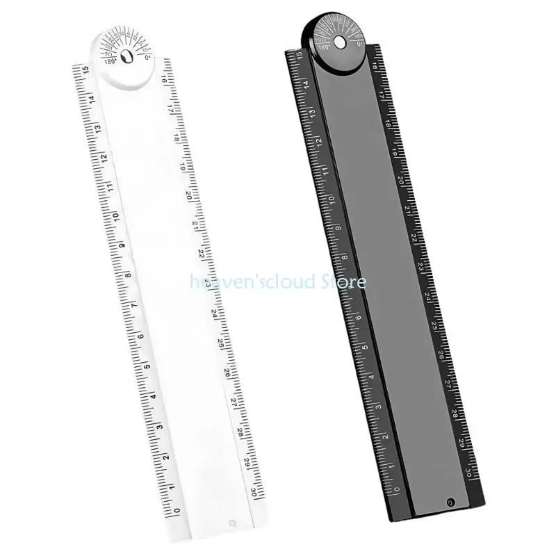 y88b 2pcs مسطرة قابلة للطي مع الإستنسلات الهندسية لرسم الصياغة الهندسية