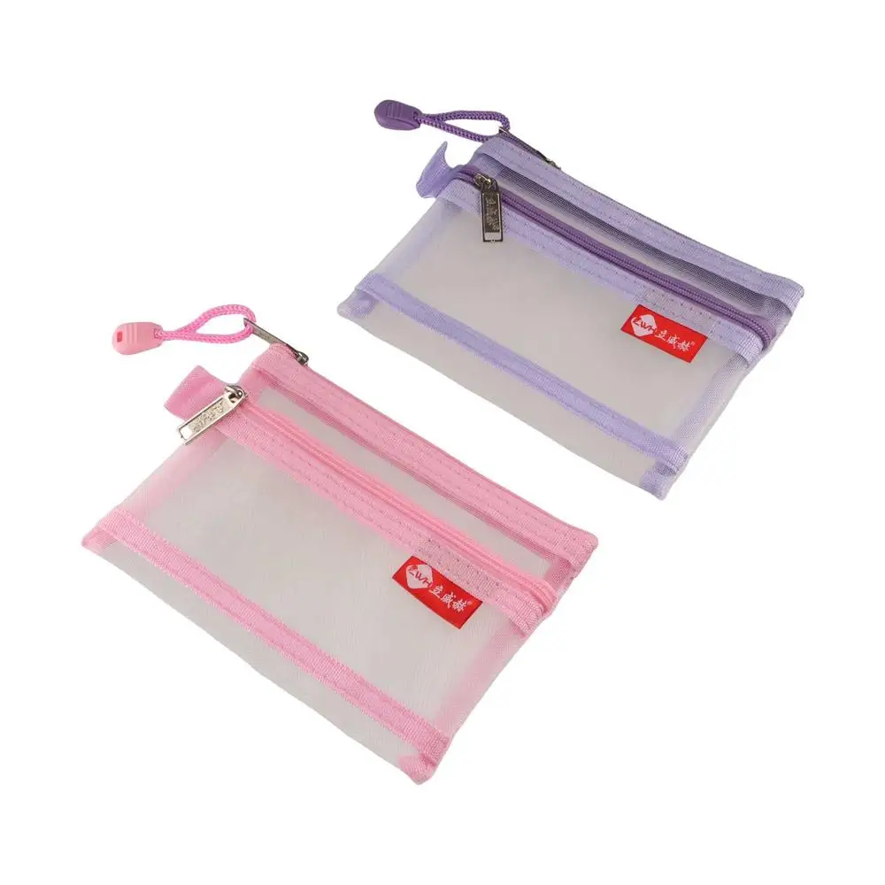 

Change Storage Bag Double Layer Coin Bags Cosmetic Bag Small Item Bag Clear Mesh Bag Data Cable Storage Bag