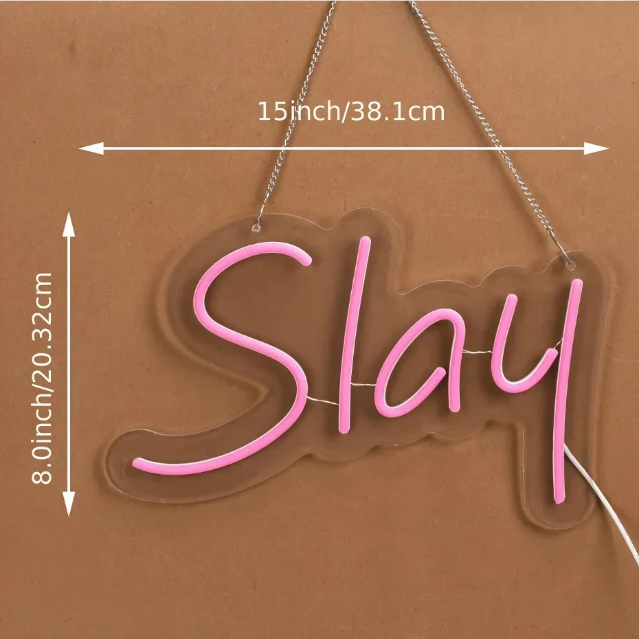 Slay Neon Sign Light For Wall Decor, Led Neon Light For Bedroom Wall Decor Preppy Girls Aesthetic Dorm Cute Bratz Room Decor