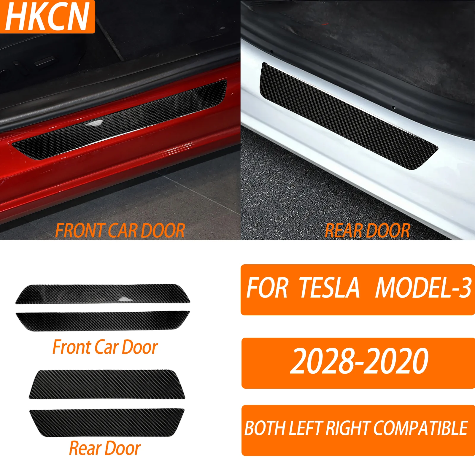 

Подходит для моделей Tesla Model 3 2018-2020, аксессуары для интерьера автомобиля из углеродного волокна, наклейки на порог