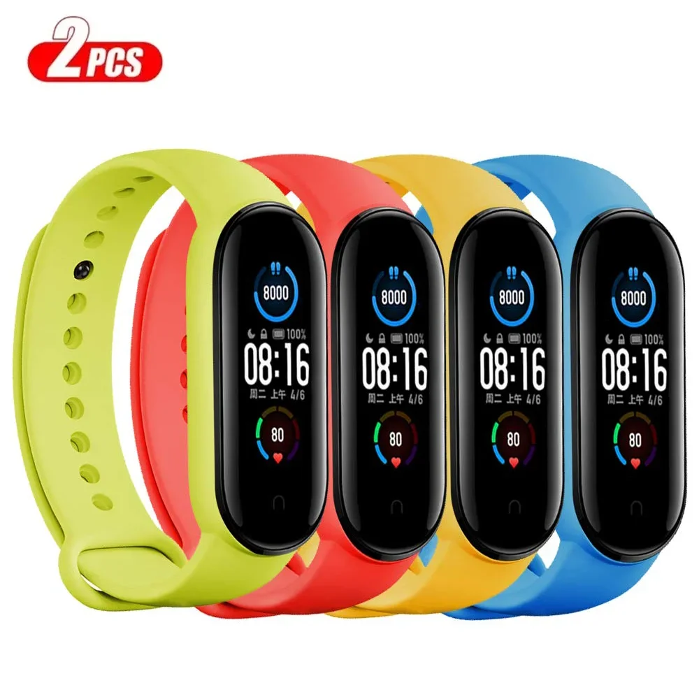 

2PCS Silicone Watchbands for Xiaomi Mi Band 7 bracelet Miband 5 6 NFC Replacement Wristband Sport correa mi band 7 6 3 4 5 strap