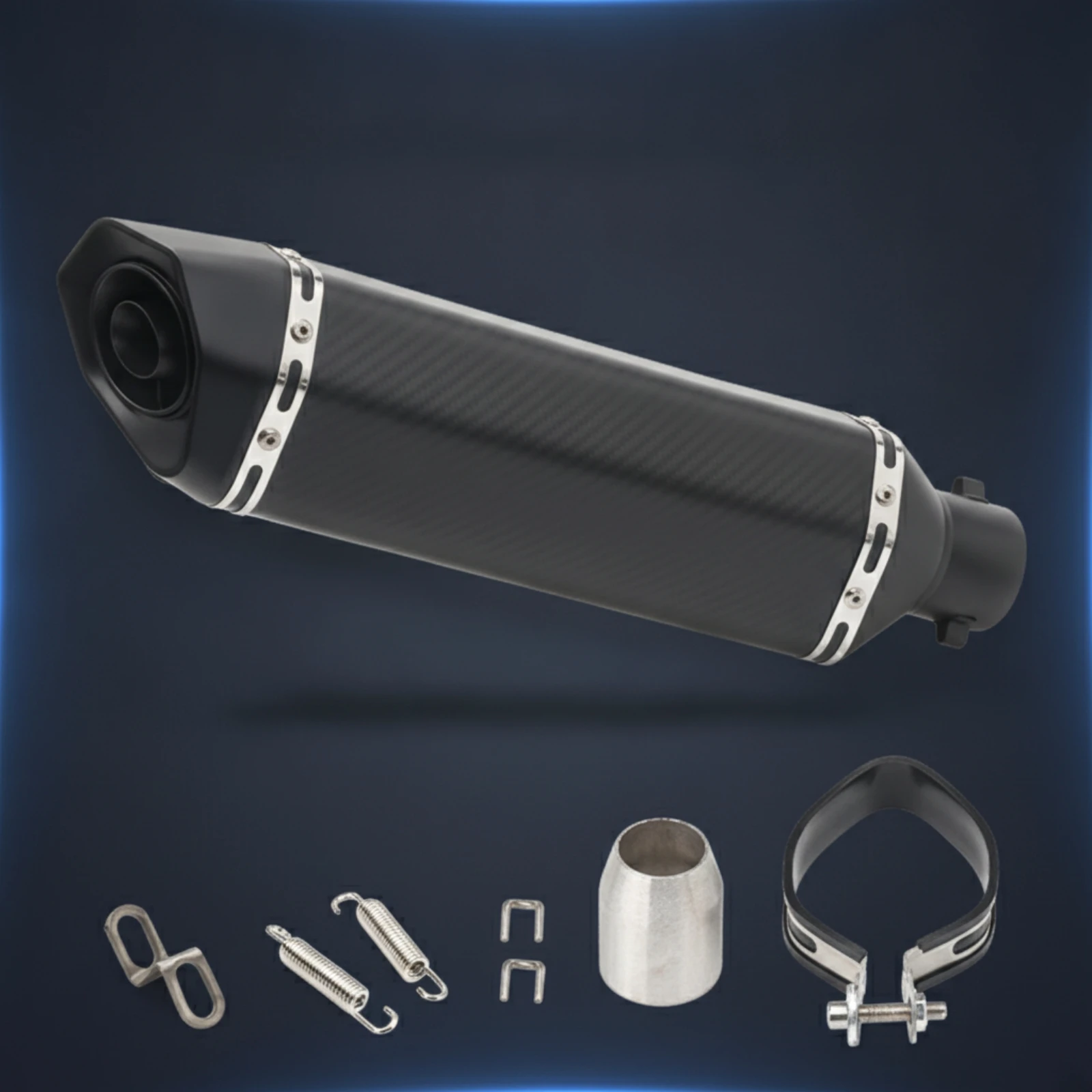 Motorcycle Exhaust Muffler 51mm Slip-on Muffler Motorcycle Exhaust with Mounting Hardware Performance Rustproof