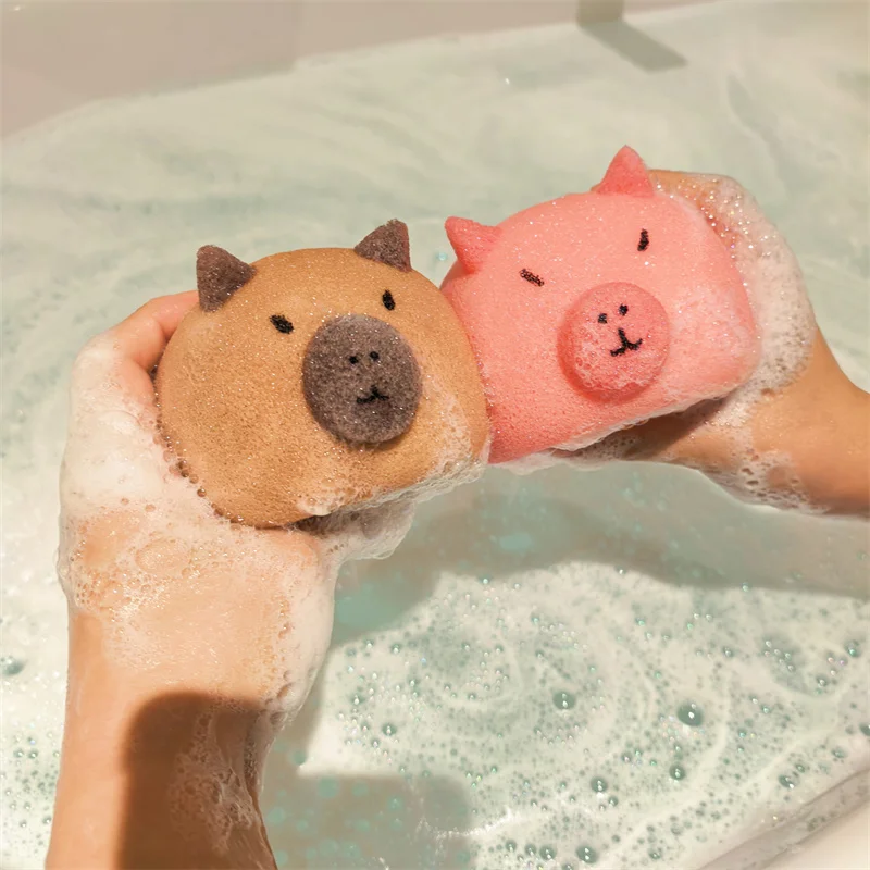 

Губка для душа Capybara, шарики для ванной комнаты для мытья лица и растирания ванны, декор для ванной комнаты, милые подарки