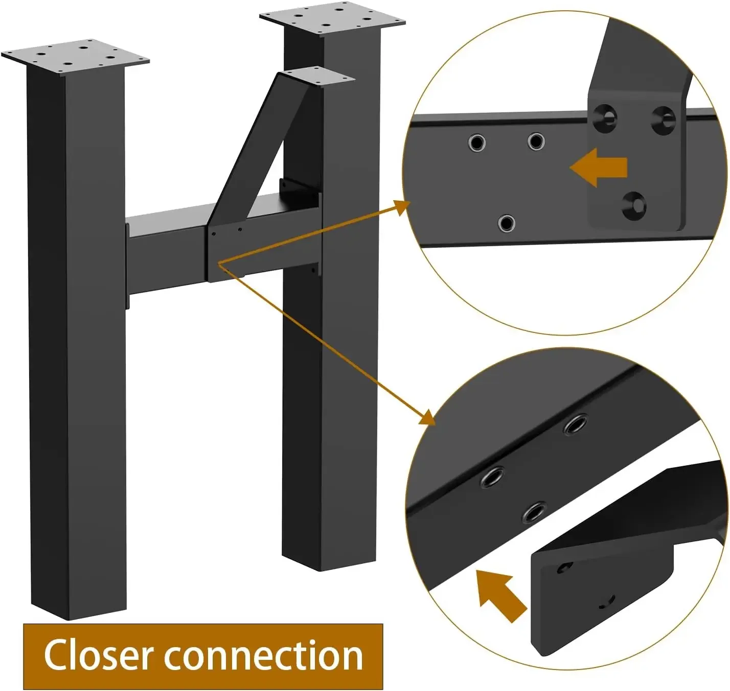 30” Black Table Legs (2PCS) H-Shape with Additiona Bracket Heavy Duty Furniture Table Bench  Mid Century Modern