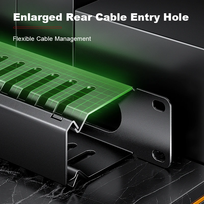ROVLL 1U Network Cable Management Horizontal Mount  19 inch Server Rack 12/24 Slot Metal Finger Duct Wire Organizer with Cover