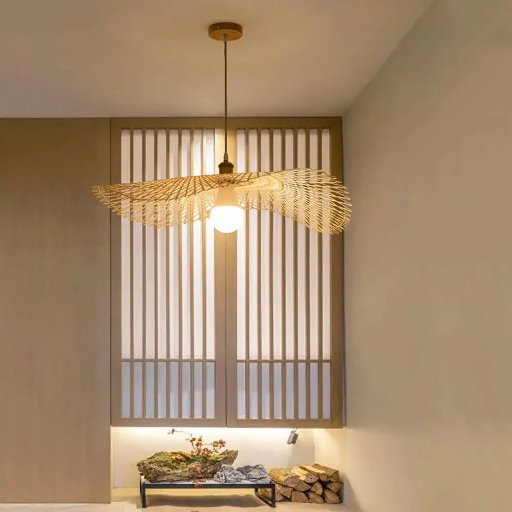 

Бамбуковый потолочный светильник - минималистичная люстра в стиле бохо для магазина/студии/спальни, винтажный подвесной светильник