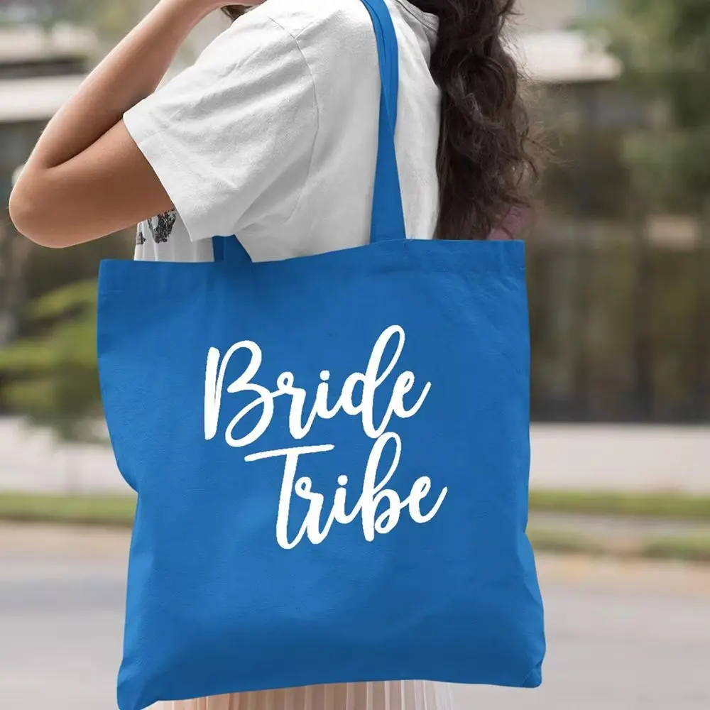 

Custom Bride Tribe Printed Tote Bag for Women Personalized with Each Bridesmaid Name for Wedding Shower Gift