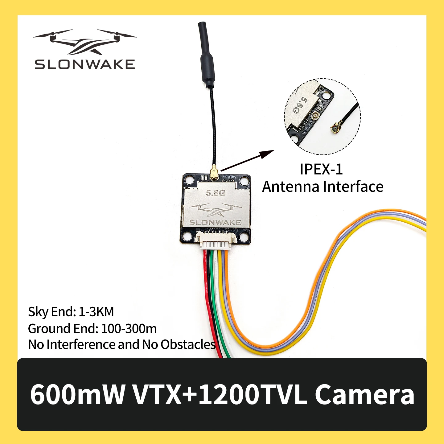 SLONWAKE 5.8G 600mW 7-24V Zestaw nadajnika wideo i kamery FPV, 160 °   Szerokokątny, kompatybilny z samochodami RC i dronami o stałym skrzydle FPV
