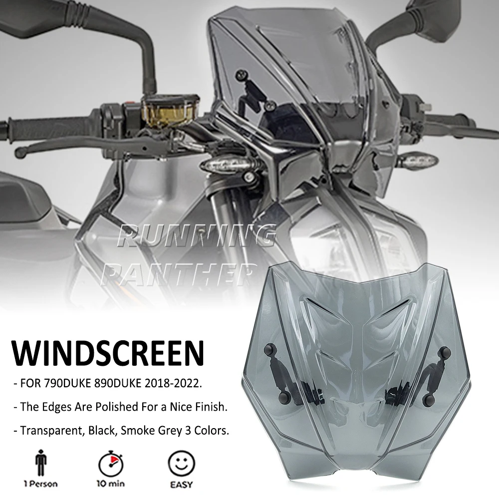 2018-2022 Motorcycle Front Fairing Windscreen Windshield Fly Wind Deflector Screen FOR 790 890 Duke 790Duke 890Duke 2021 2020