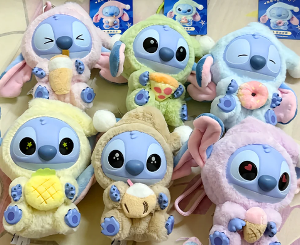 

High Quality 1:1 Replica Disney Stitch Wants To Eat Even If He'S Tired Series Vinyl Plush Blind Box Bag Pendant Kids Toys Gifts