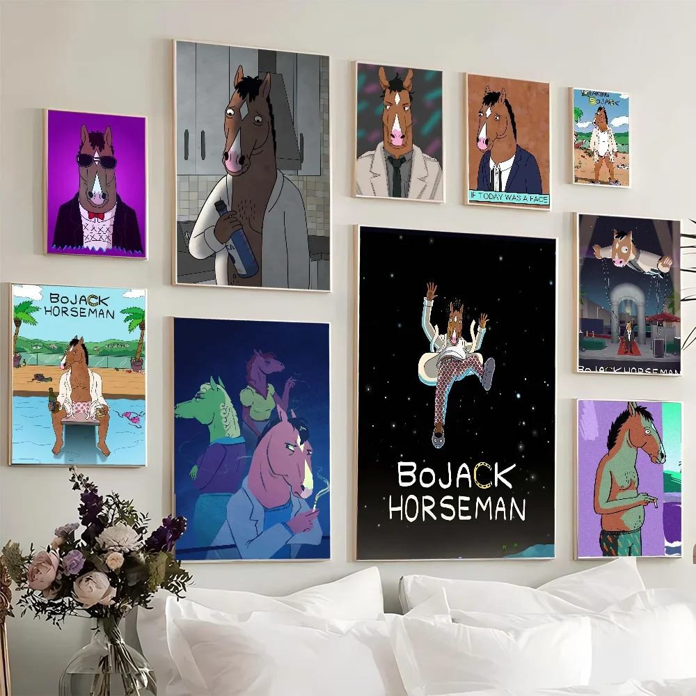 1PC B-BoJack Funny H-Horsemans Poster Movie Sticky Posters Retro Kraft Paper Sticker Room Bar Cafe Aesthetic Art Wall Painting