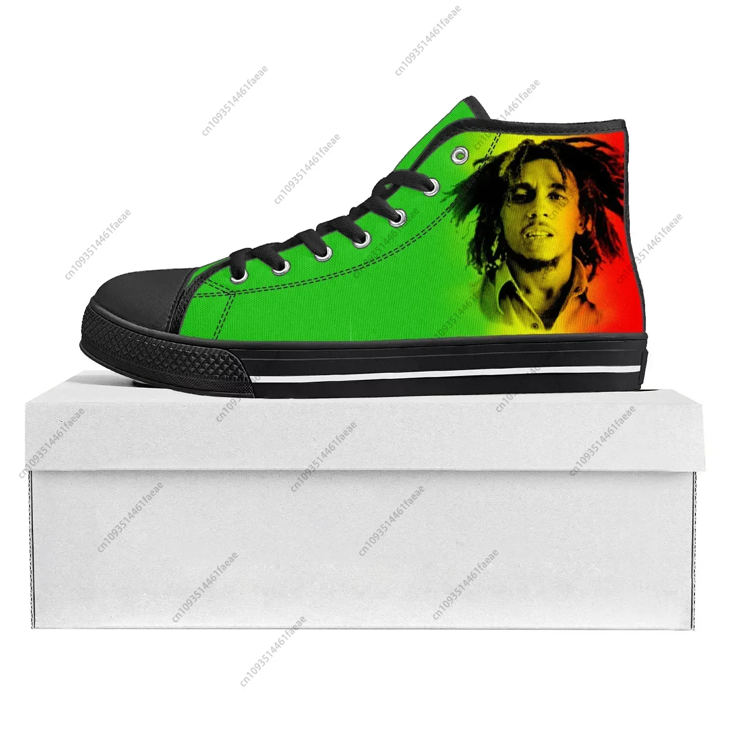 Reggae Rock Music Star Bob Marley High Top High Quality Sneakers Mens Womens Teenager Canvas Sneaker Couple Shoes Custom Shoe