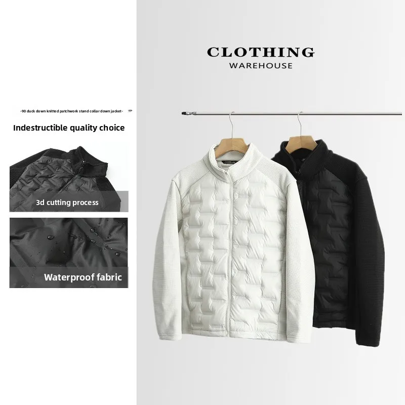 veste-doudoune-en-duvet-de-canard-pour-homme-90-avec-empiecements-en-tricot-legere-impermeable-chaude-ideale-pour-l'exterieur-fermeture-eclair-vetement-d'exterieur-pour-l'automne-et-l'hiver