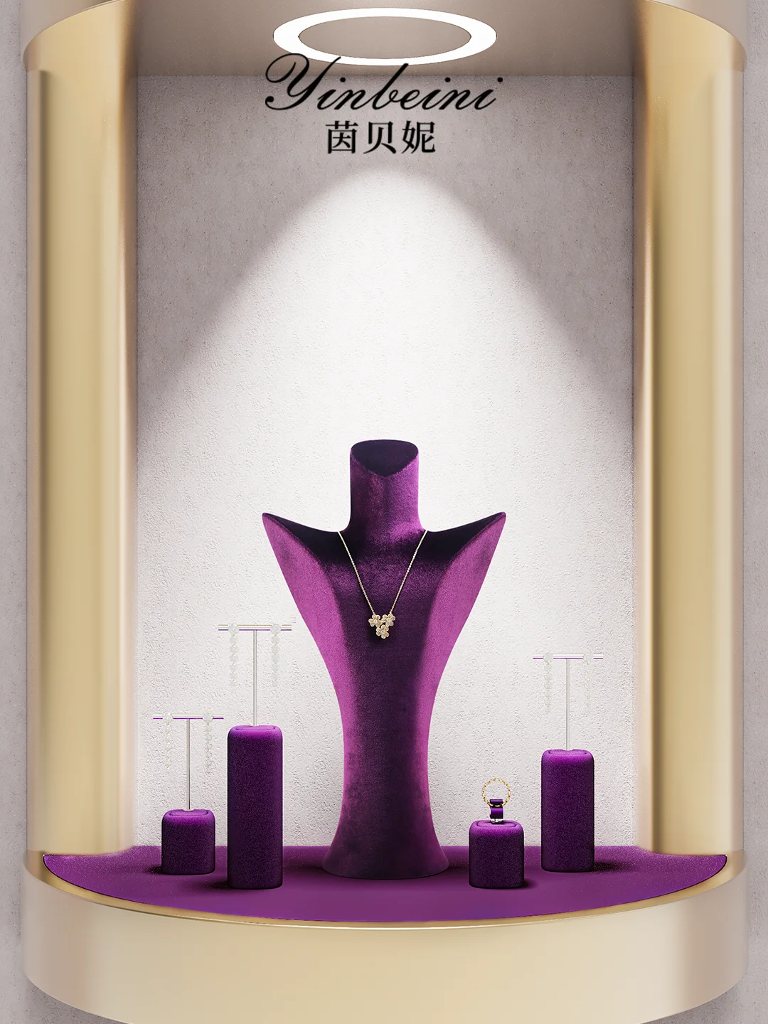 Showcase Jewelry Display Props Store Counter Portrait Neck Necklace Display Stand Purple