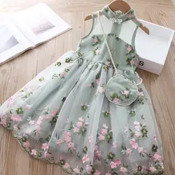 Meisjes Jurk Zomer Kleding Hanfu Mode Kinderen Vintage Netto Garen Jurk Kinderen Meisjes Jurken Voor School Wedding Van 12 jaar Oud