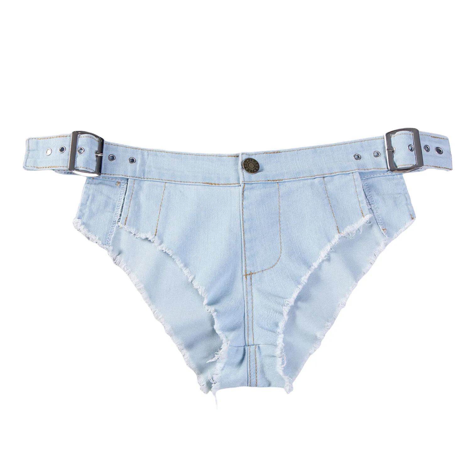 セクシーミニデニムショートパンツジーンズ女性マイクロエクストラウルトラショートパンツ包帯バックルサマービーチブリーフナイトクラブホットガールズクラブ