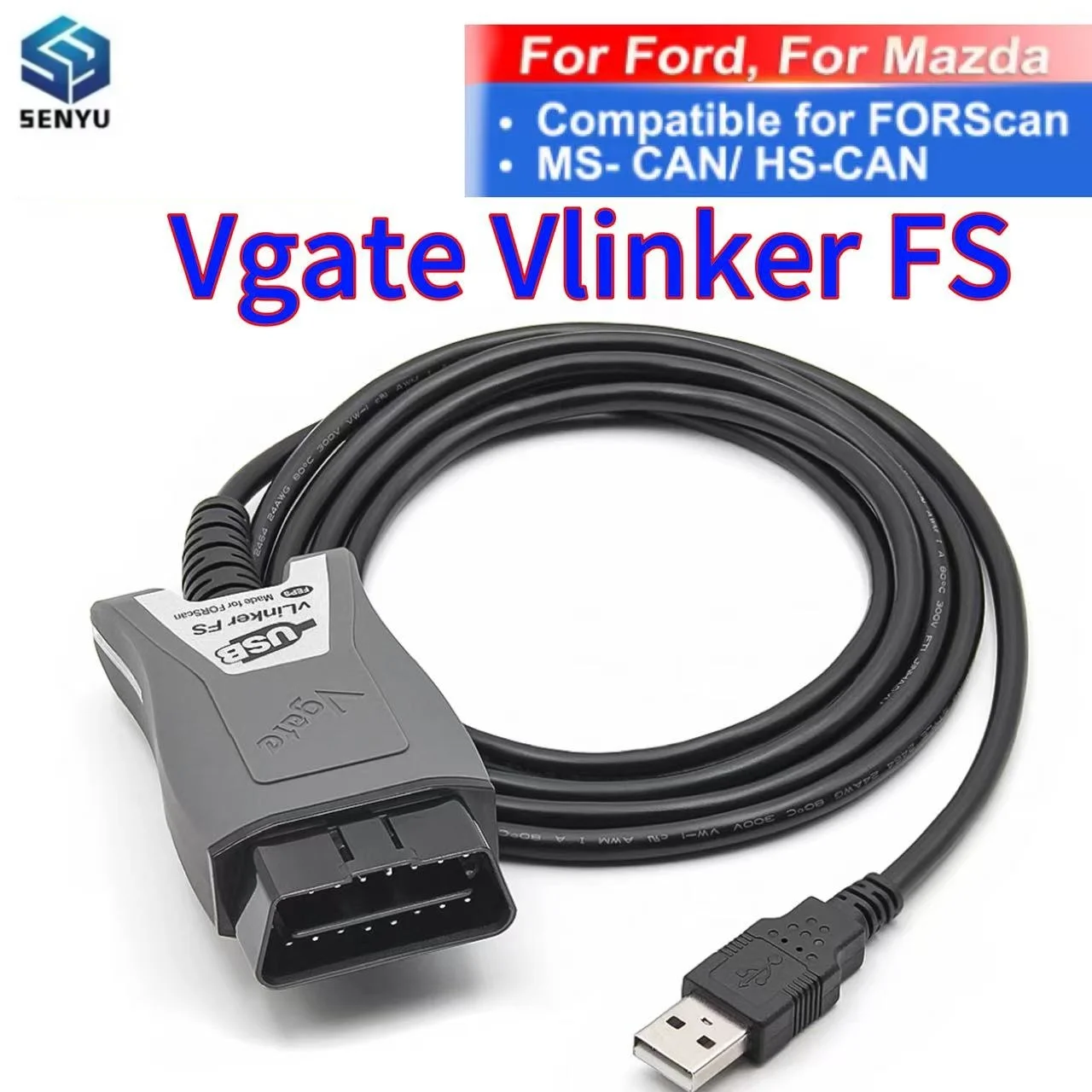 Vgate VLinker FS FORScan For Mazda For Ford ELM327 USB OBD2 Car Diagnostic Tools HS/MS-CAN OBD 2 Automotive Scanner PK OBDLink