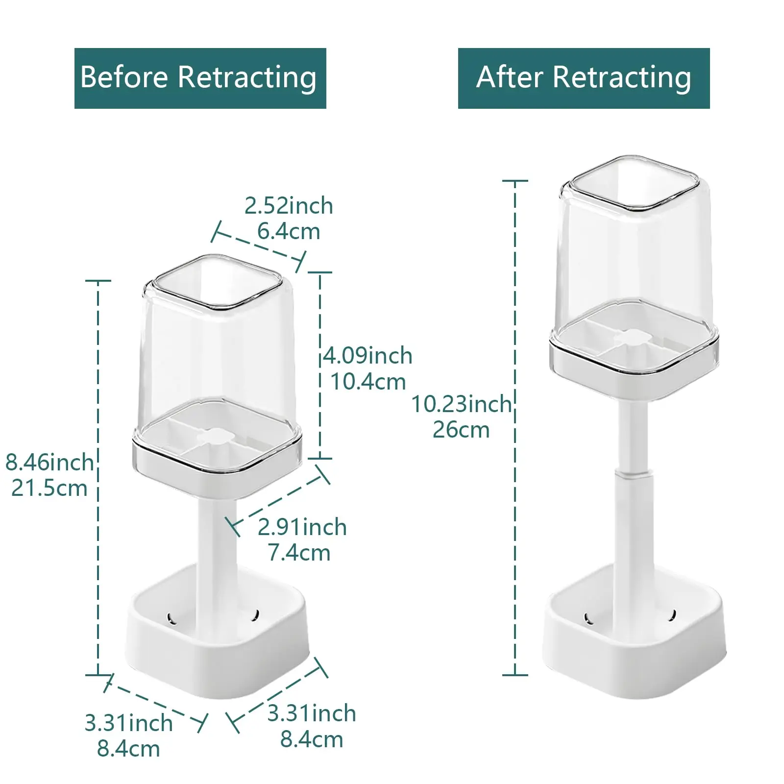 3in1 Countertop Toothbrush Station with Cover All-in-One Toothpaste Brush Holder for Bathroom Sink Easy-Clean Plastic Organizer