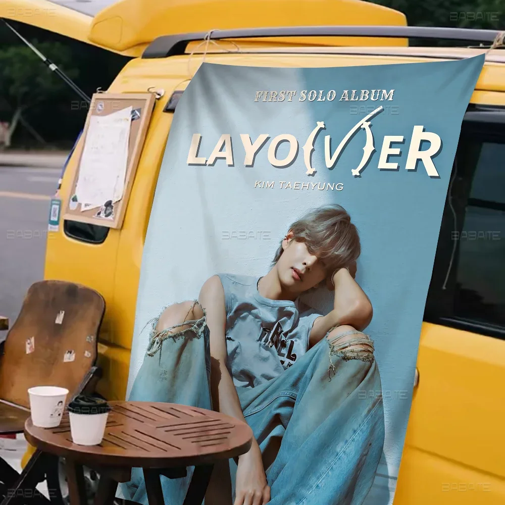 Singer Kpop K-Kim T-Tae H-Hyung V Layover Family Gatherings Outdoor Atmosphere Flags Camping Decorations Banners