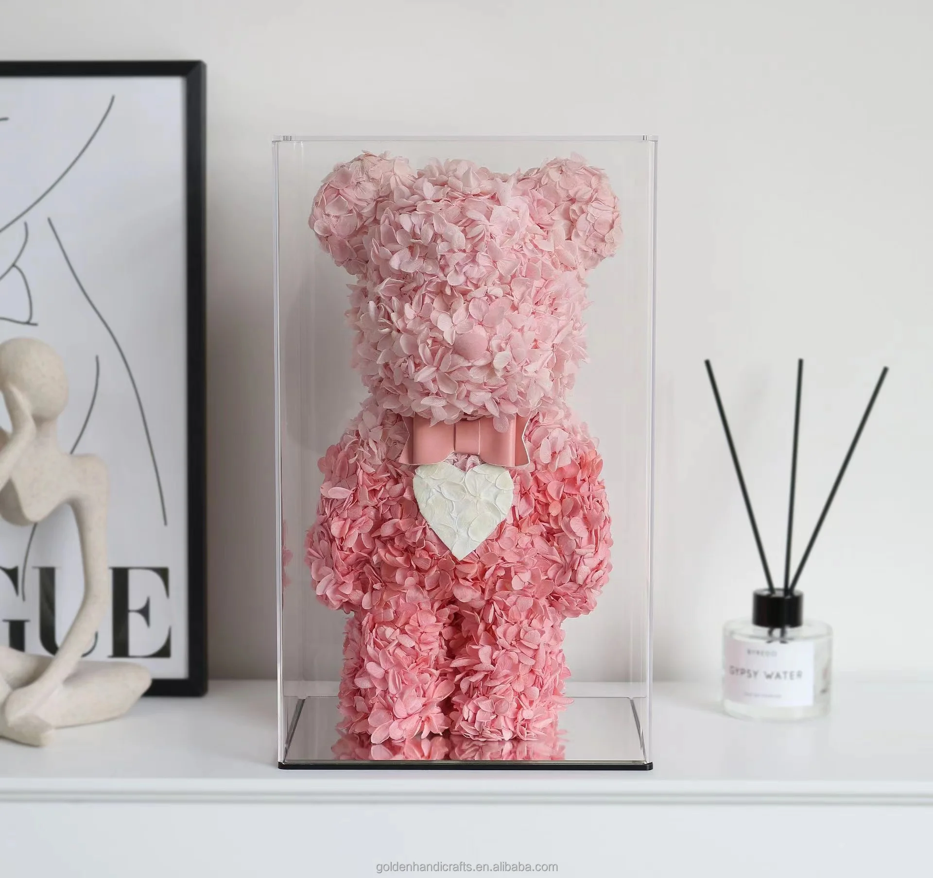 Valentine's Day Gift Preserved Flower Bear Preserved Hydrangea Eternal FlowersTeddy Bear Present Flower Gift for Girl Friend