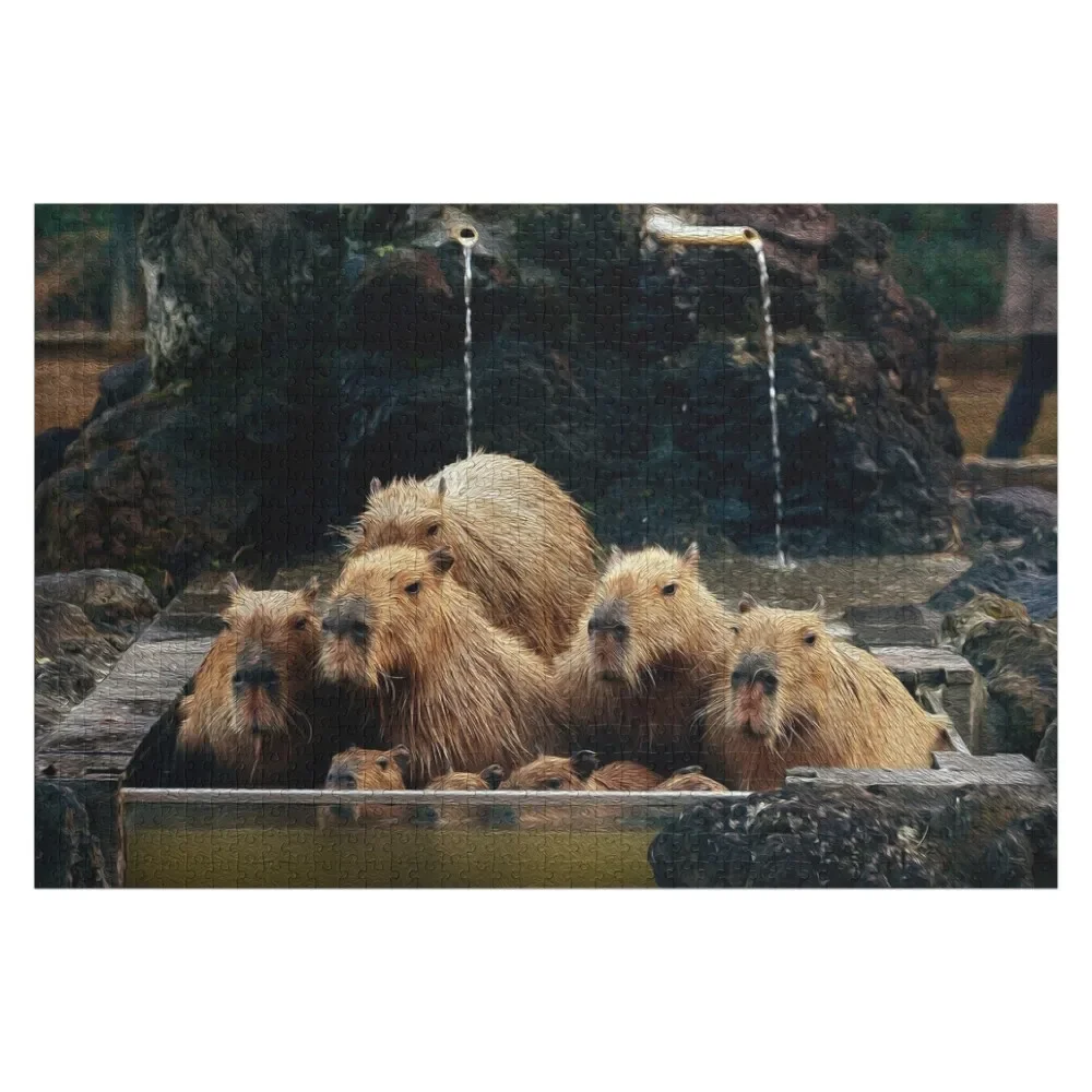 

Group of Capybaras Bathing Jigsaw Puzzle Wooden Name Personalized Wooden Name Puzzle