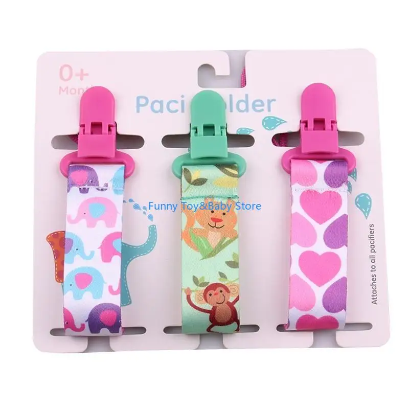 

Cartoon Print Baby Pacifier Chains 3pcs/set Dummy Nipples Holder Pacifier Clip for DIY Nursing Soother Holder Newborn Gift C90B