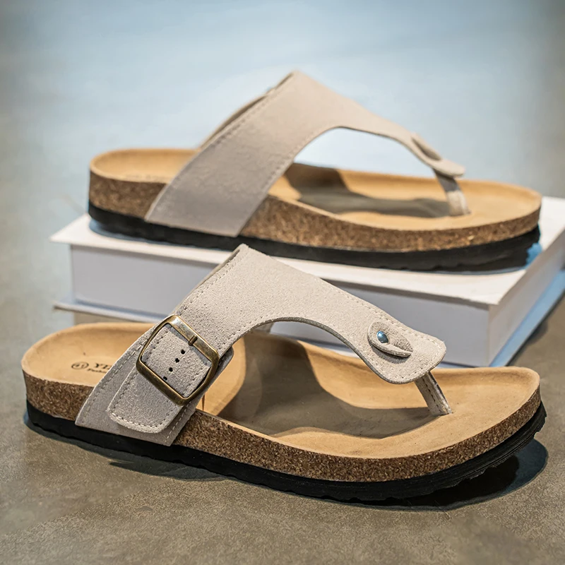 Men's Slippers Quick Dry Leather Fashion Breathable Flip Flops Man Beach Casual Shoes Outdoor Slipper Summer Men's Sandals Mules