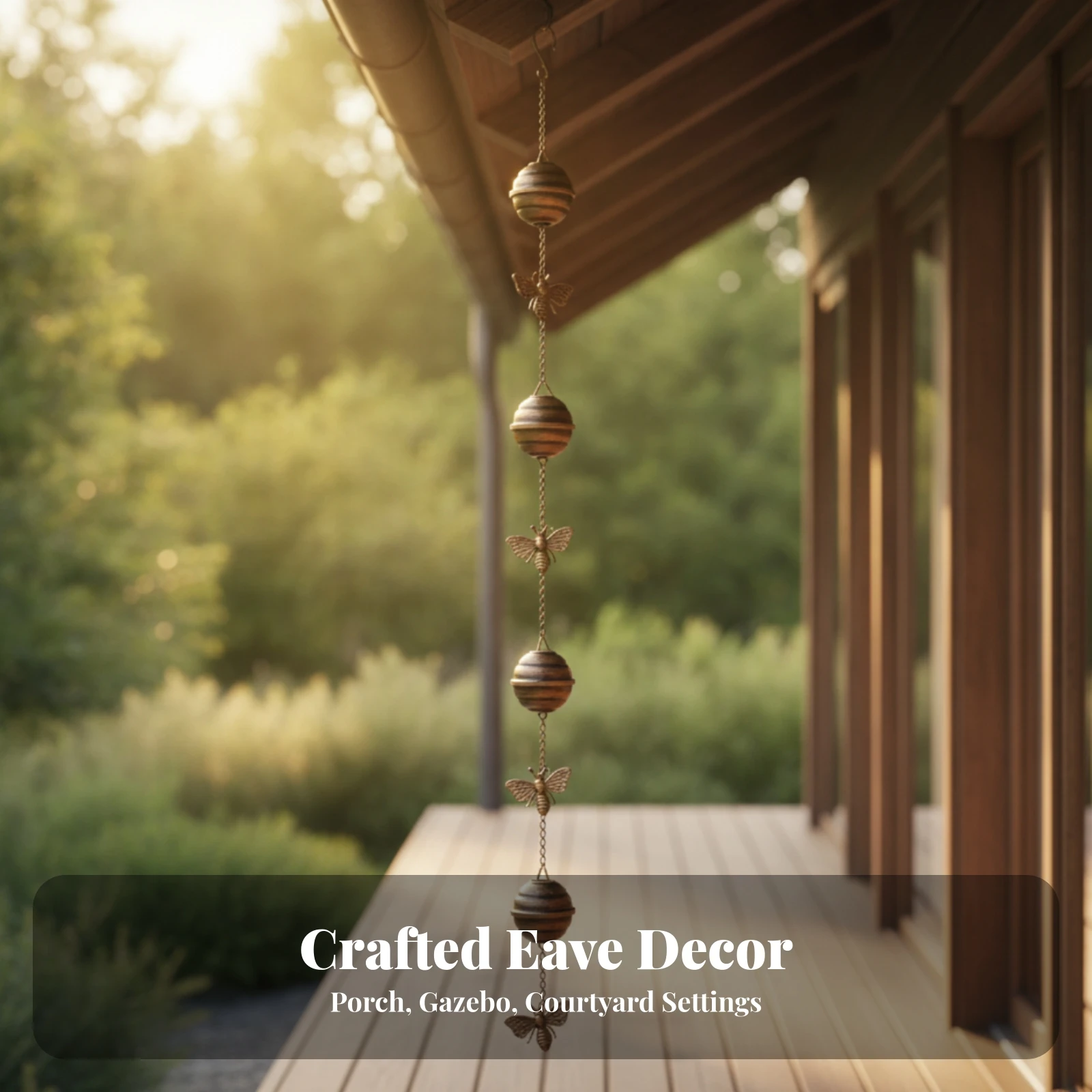 Rain Chain with Butterfly Ornaments Antique Bronze Iron Rain Chain with Hanging Hook Rainwater Diverter Easy Installation