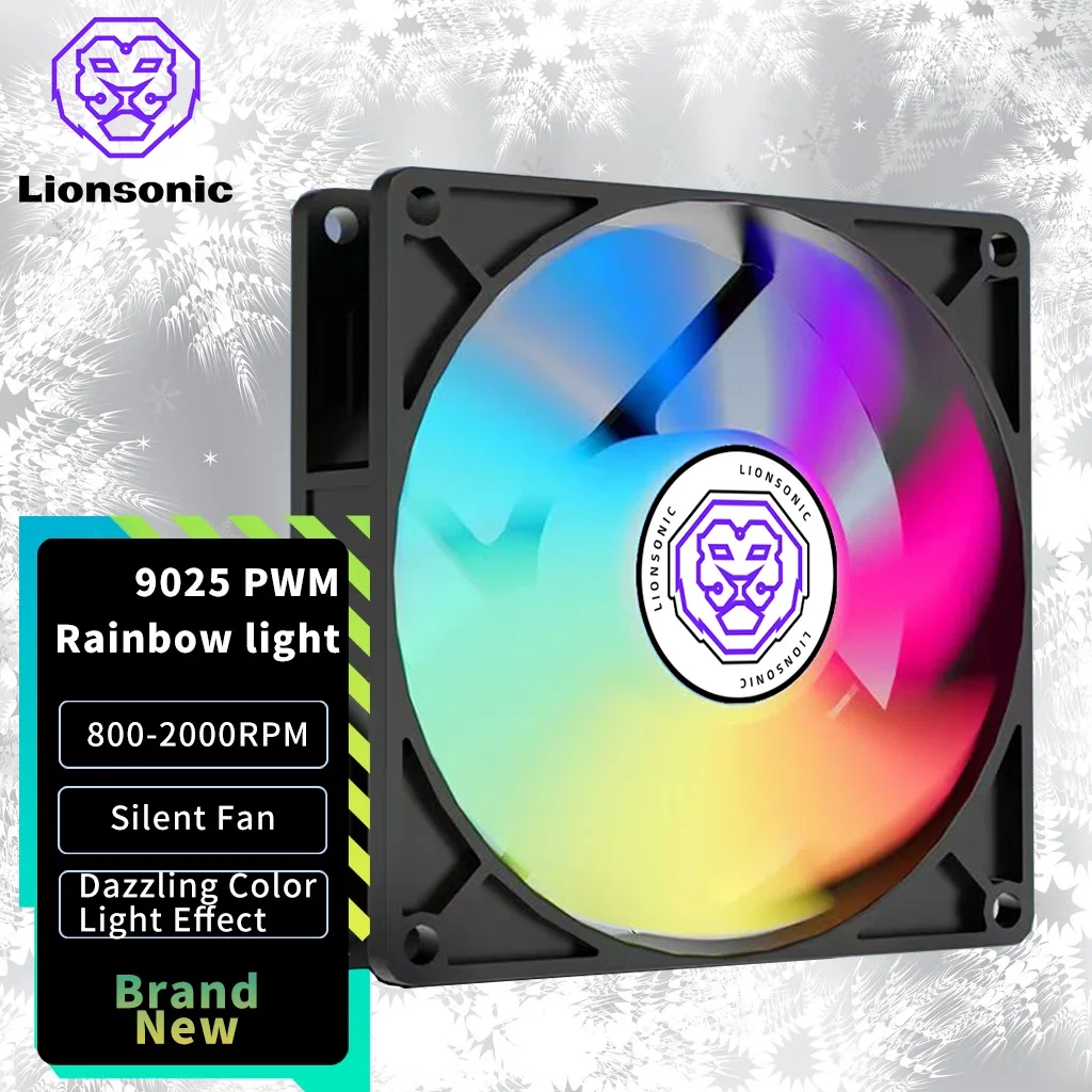 Lionsonic 90mm 4 Pin PWM Fan Computer Case Fan Silent 9CM CPU Cooling Fan Quiet PC Cooler Fan Case Fan DC12V Adjust Fan Speed