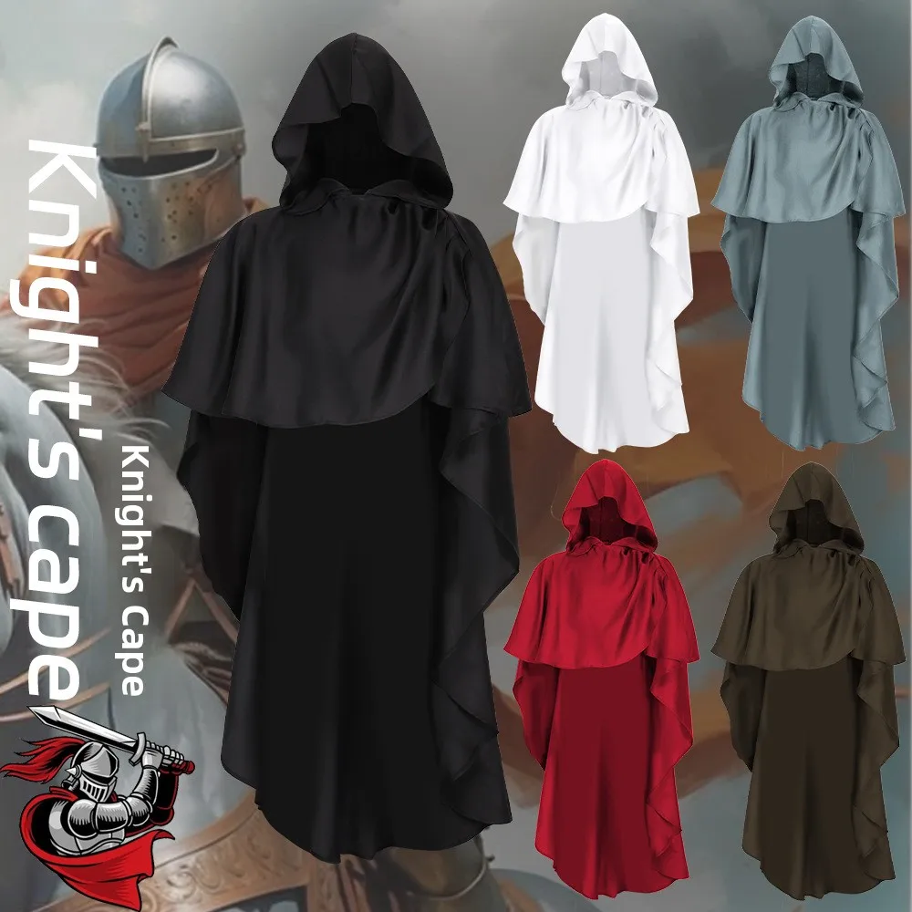 Medieval Knight Robe loween Cosplay Performance Costume Monk Cloak Role-plang Apparel Polyester Fiber 00% Stage Costume