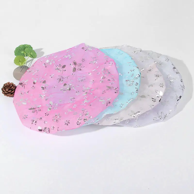 

Double Shower Cap Waterproof Hair Cap Hot Gold Printed Terylene Cotton Shower Cap Bathing Women