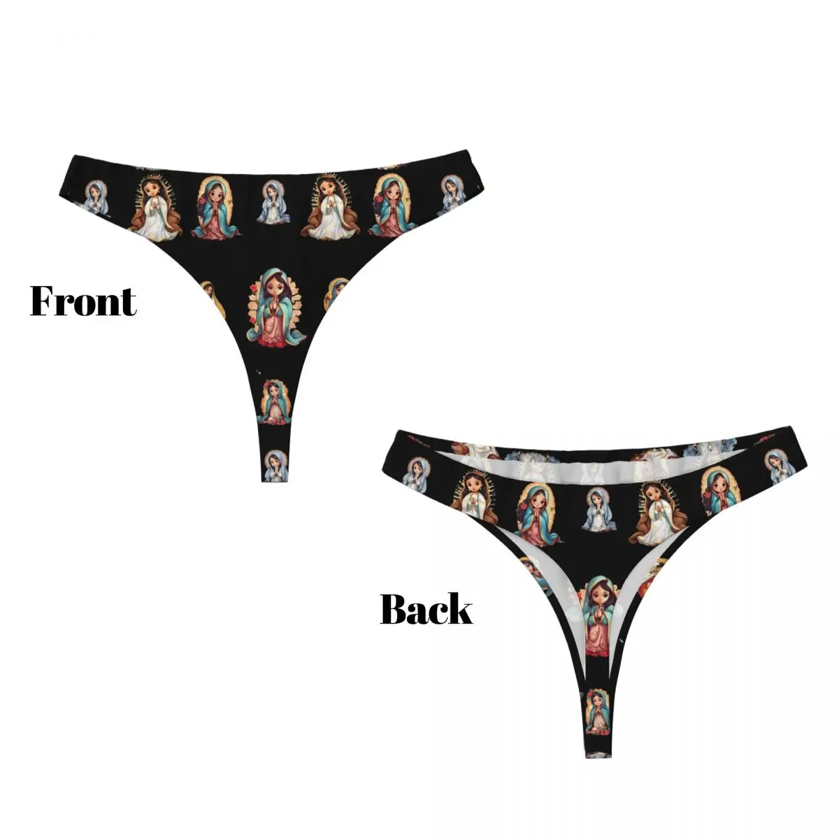 Custom Virgin Mary G-string Underwear Women Breathable Stretch Thongs Panties