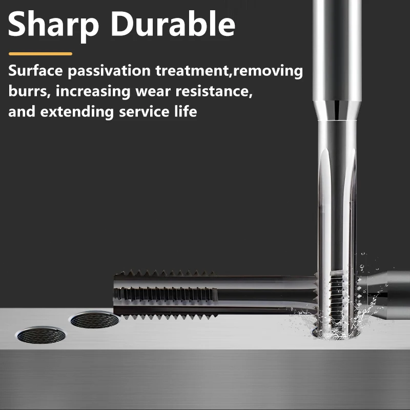 Solid Carbide DIN Standard Extended Internal Coolant Straight Fluted Tap for CNC Threading For Aluminum/Steel For Blind Hole 1PC