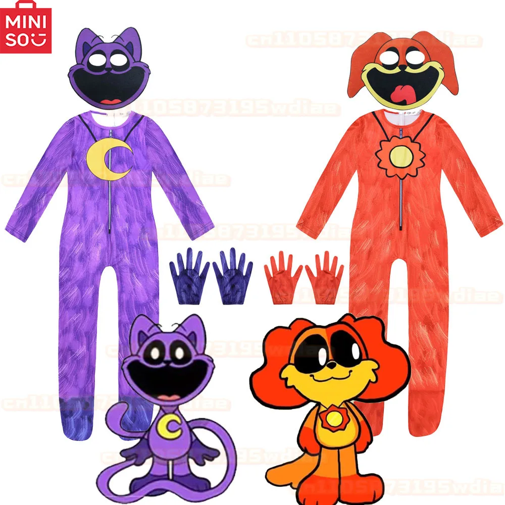 

Новая игра, детский костюм с улыбающимися животными, комбинезон для косплея с изображением собаки на день, комплекты для мальчиков и девочек, забавная одежда на Хэллоуин