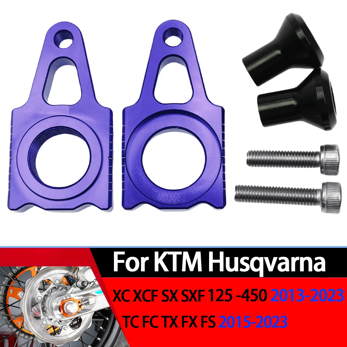 25mm CNC Rear Chain Adjuster Axle Blocks For Husqvarna Motorcycle TC125 FC350 FC 250/450 FS450 TC250 TX300 FX350 FX450 2015-2023