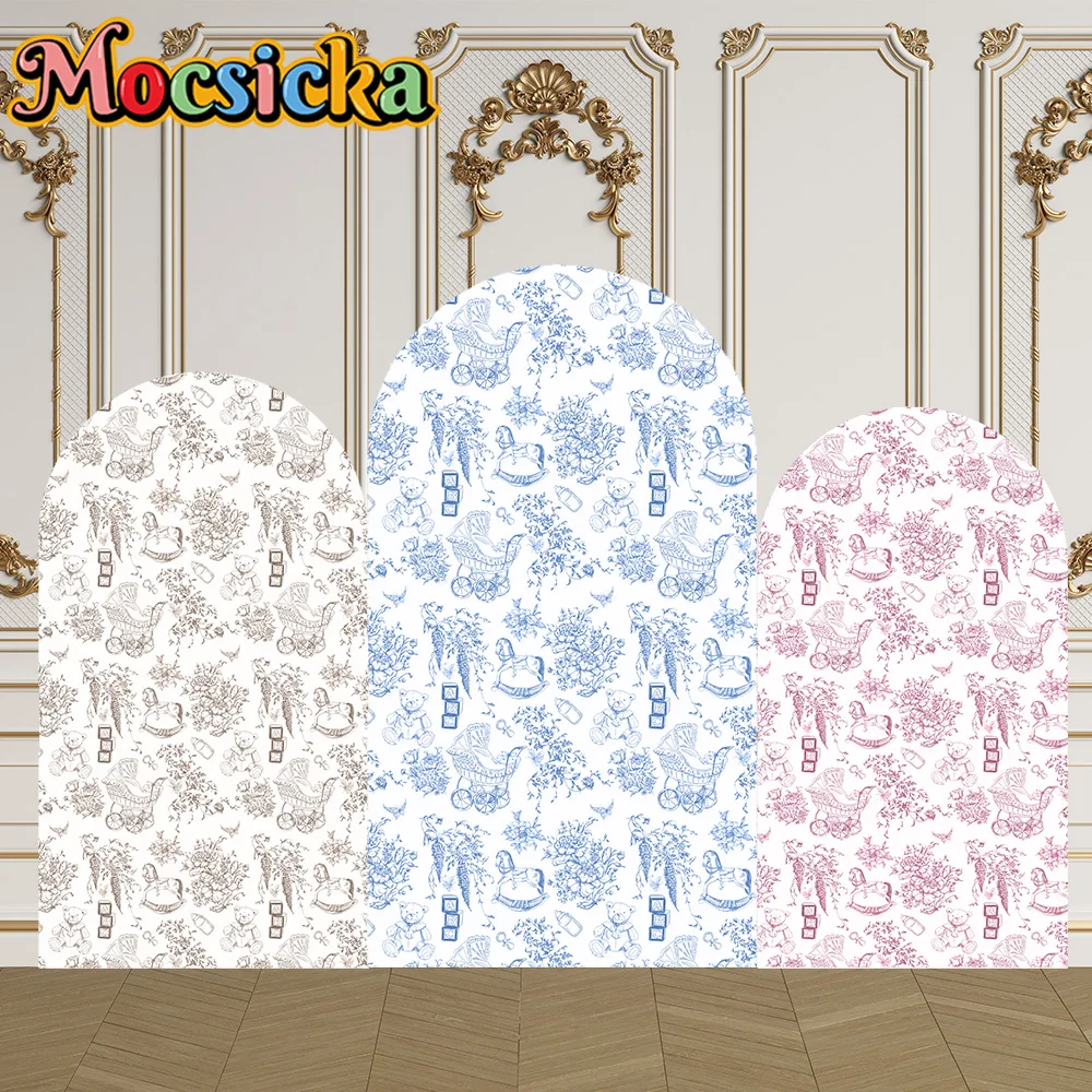Mocsicka 2-Sided Arch Cover Flower Stroller Bear Toys Decoration Backdrop Baby Shower Arch Wall Children 1st Birthday Party Prom