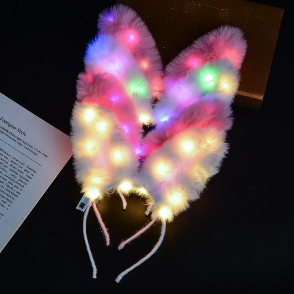 New Glowing Feather Rabbit Ears Hairband Adult And Child Performance Activi Hair Accory Bar Fairy Plu Headband Decoration 2026