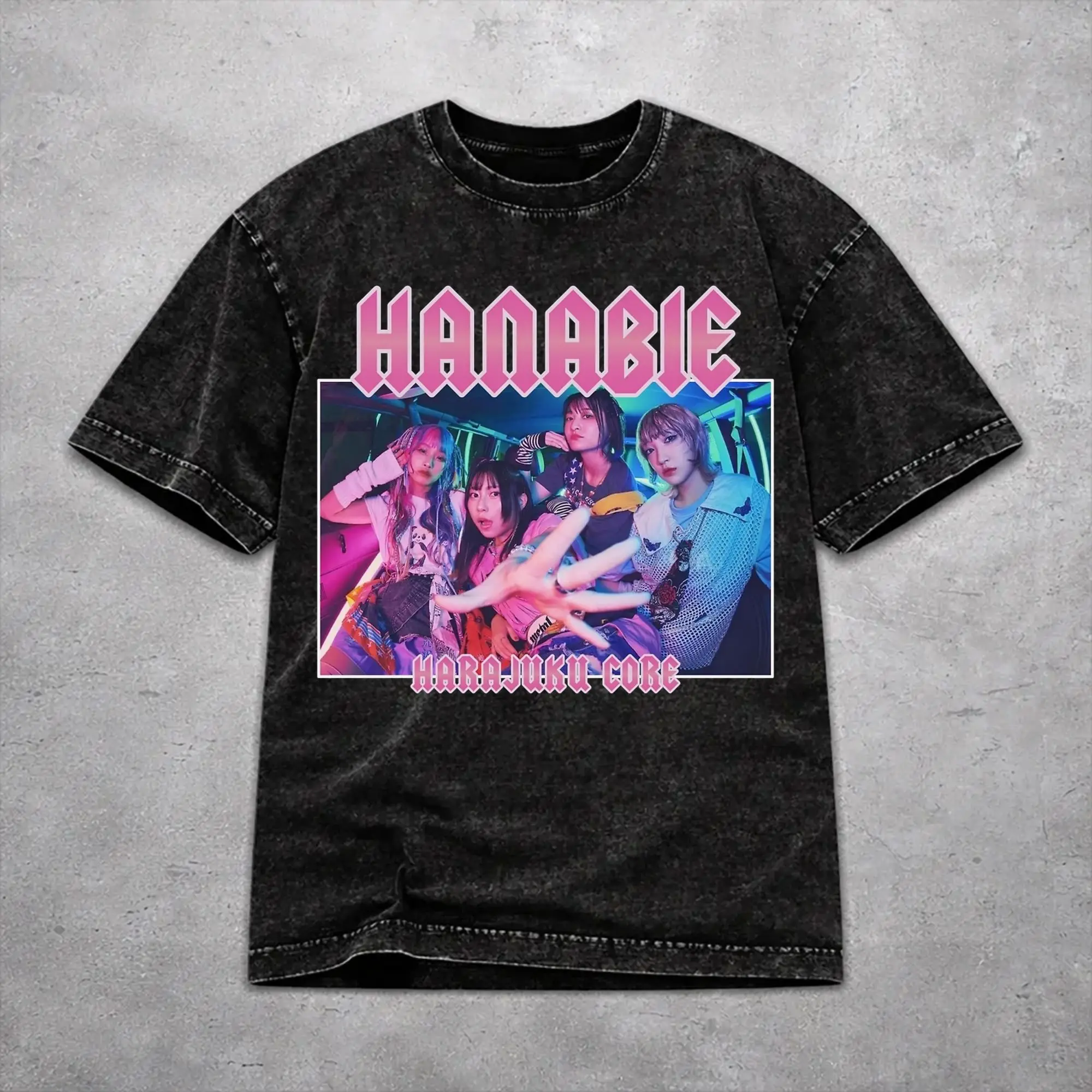 Vintage Men Women Hanabie Band  Tee Shirt Washed Style  T Shirts Apparel