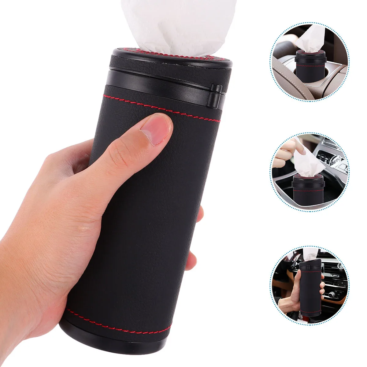 

1Pcs Car Tissue Box Round Holder Tissue Paper Storage Container ABS Organizer for Car Beverage Slot