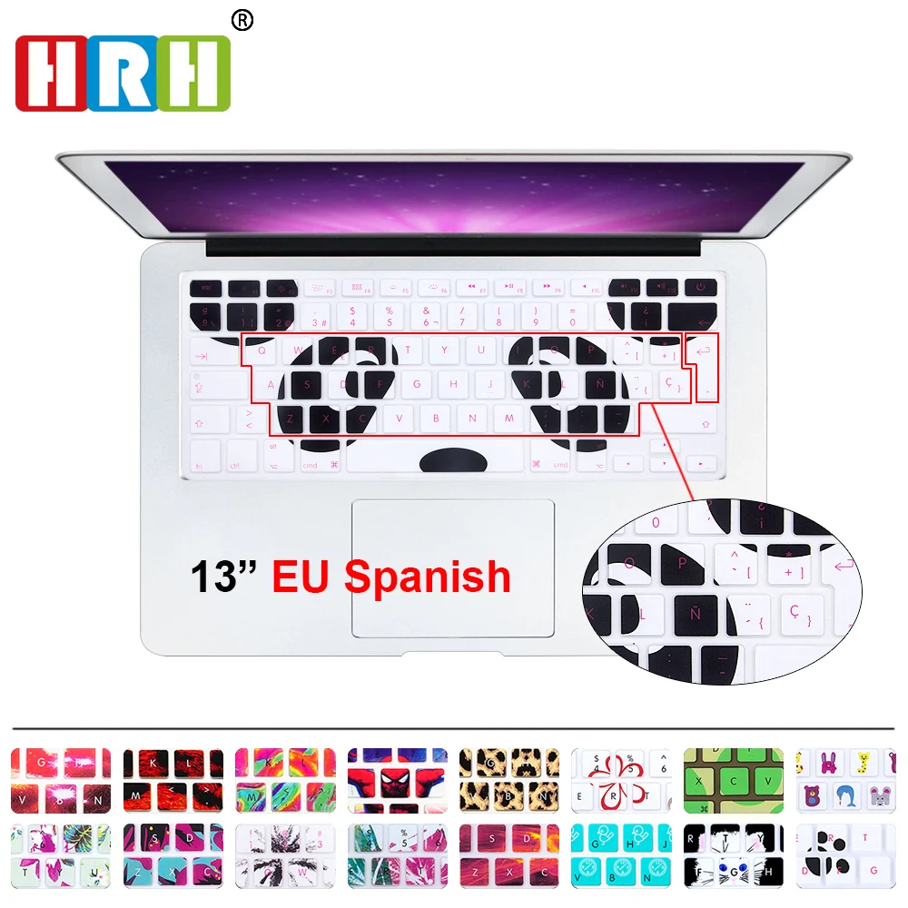 HRH ESP Silicone Spanish Animal Decal Keyboard Cover Protector For Macbook Air Pro 13 15 17 Protector for Macbook keyboard SpanI