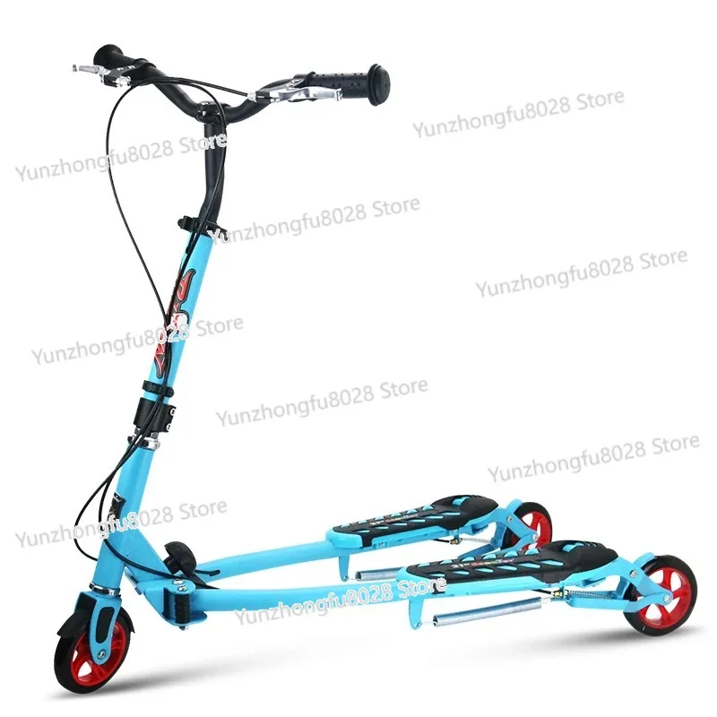 Folding Kids Scooter with 3 Wheels, Portable 2 Pedal Tricycle, Scissors Scooter with Adjust Height, PU Wheel Kid