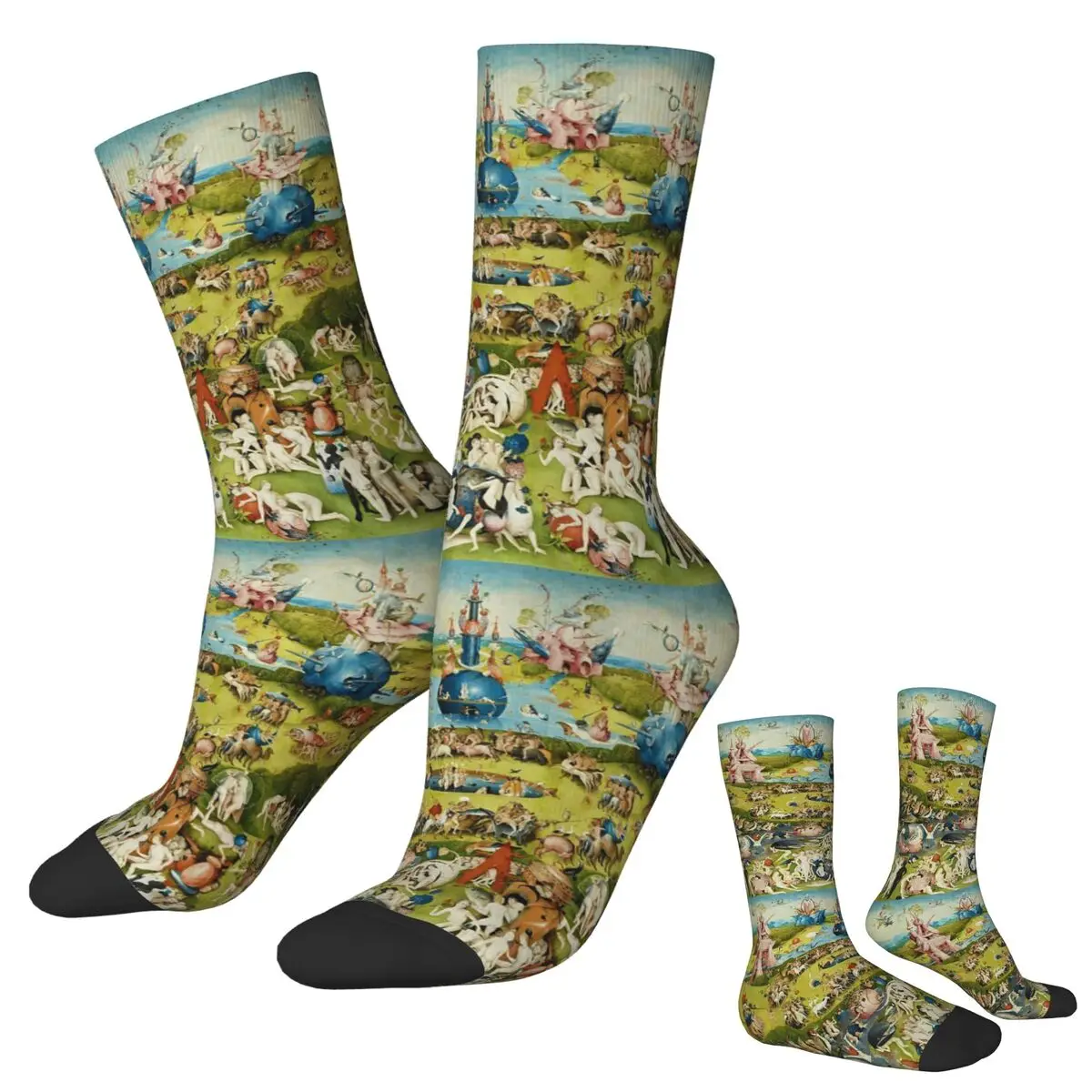 

Hieronymus Bosch - Garden Of Earthly Delights, носки-плакаты, впитывающие пот чулки в стиле Харадзюку, всесезонные длинные носки, аксессуары