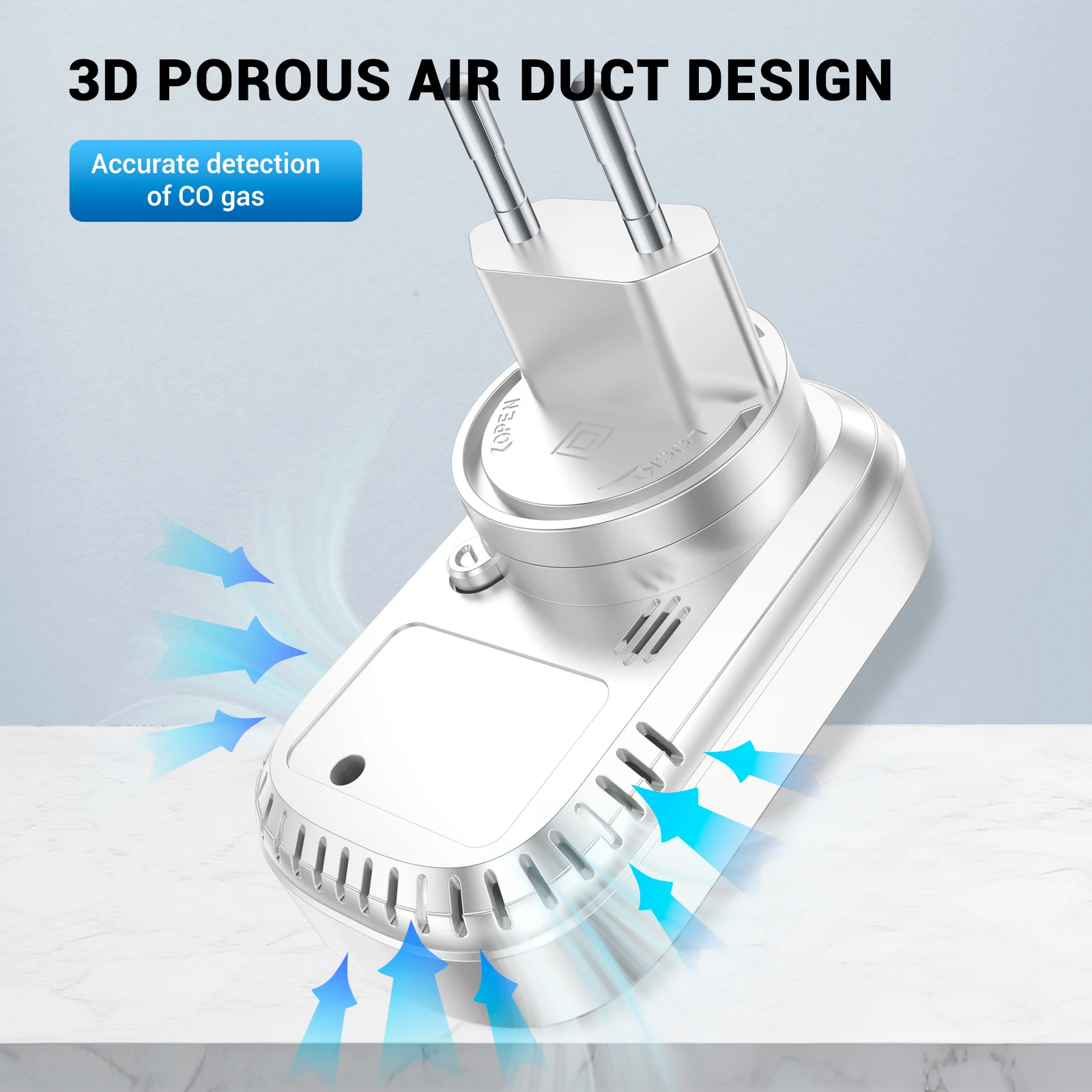 INKBIRDPLUS HD08 Plug-in wykrywacz tlenku węgla Monitor jakości powietrza 3 w 1 z słyszalnym alarmtemperaturowym wykrywacz CO wilgotności